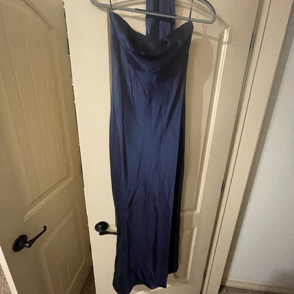 Elegant Navy Blue Strapless Dress - Picture 4 of 4